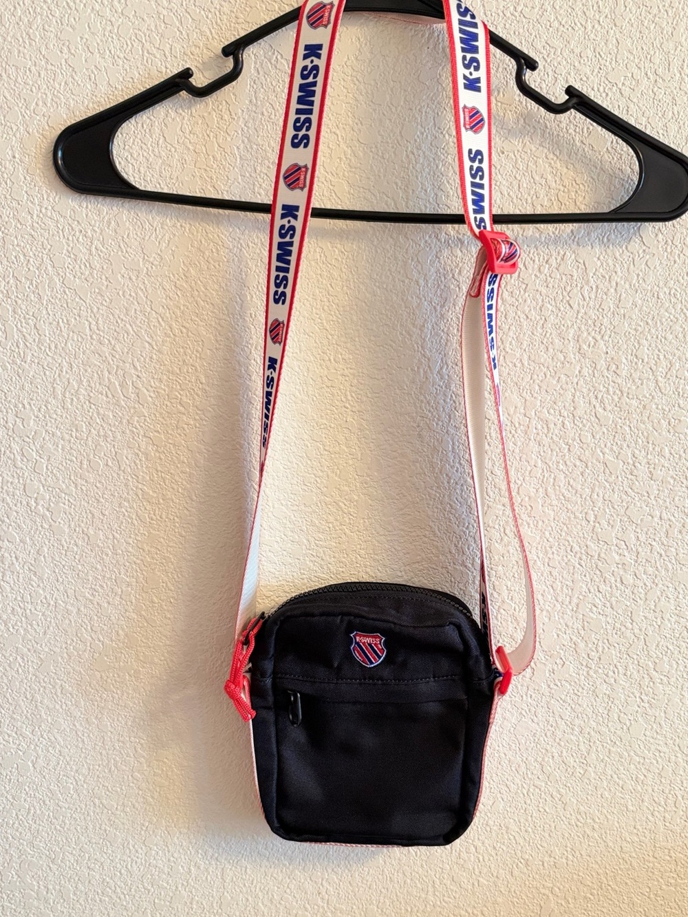 K-Swiss Black and Red Compact Crossbody Belt Bag